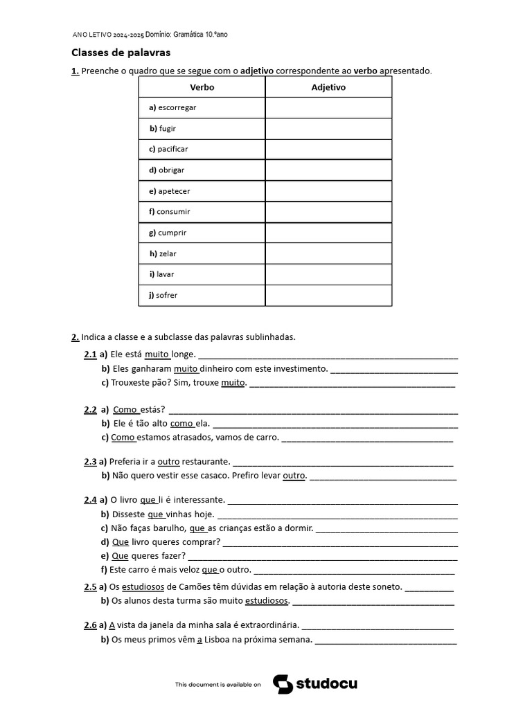 Ficha de Gramática | PDF | Gramática | Linguística