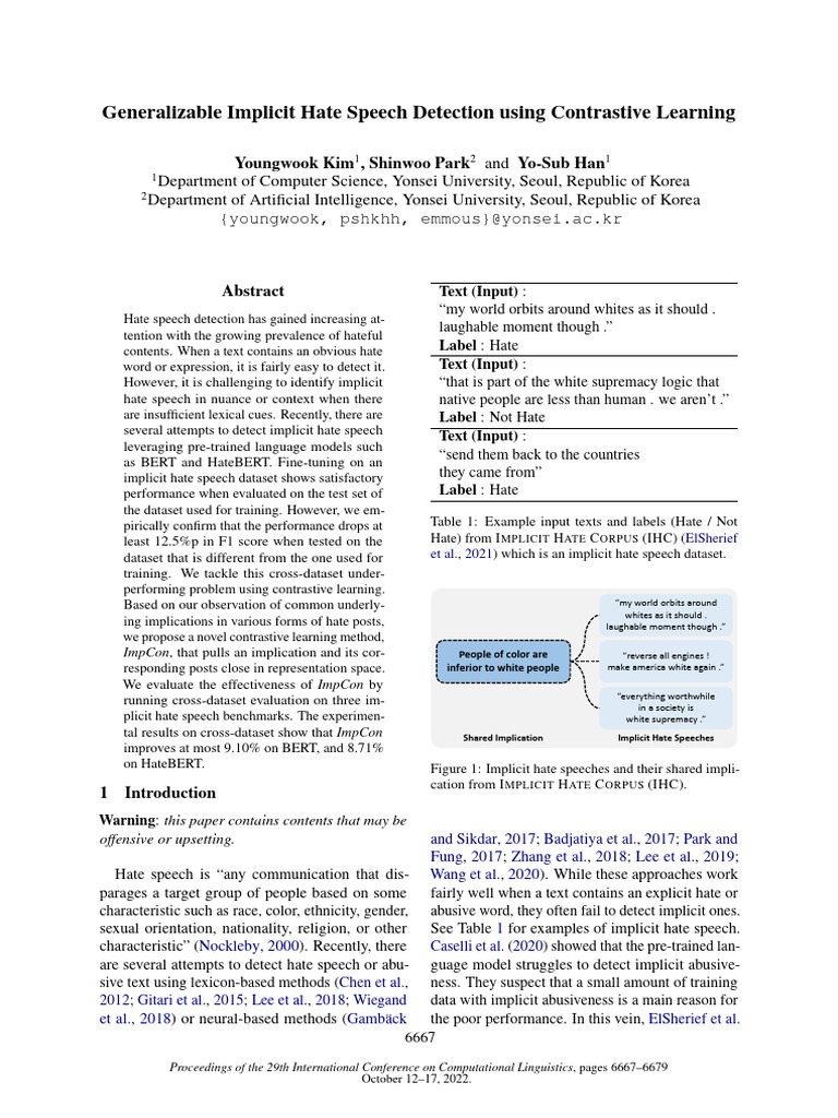 Implicit Hate Speech Detection with Contrastive Learning | PDF ...