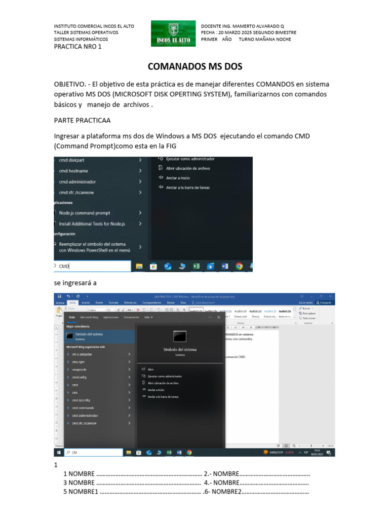 $ia Practica 1 2do Bim | PDF | Dos | Archivo de computadora