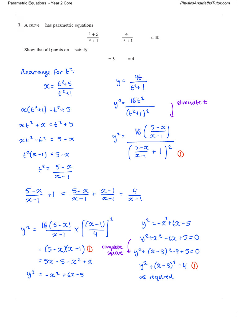 Parametric Equations and Tangents Analysis | PDF | Equations ...