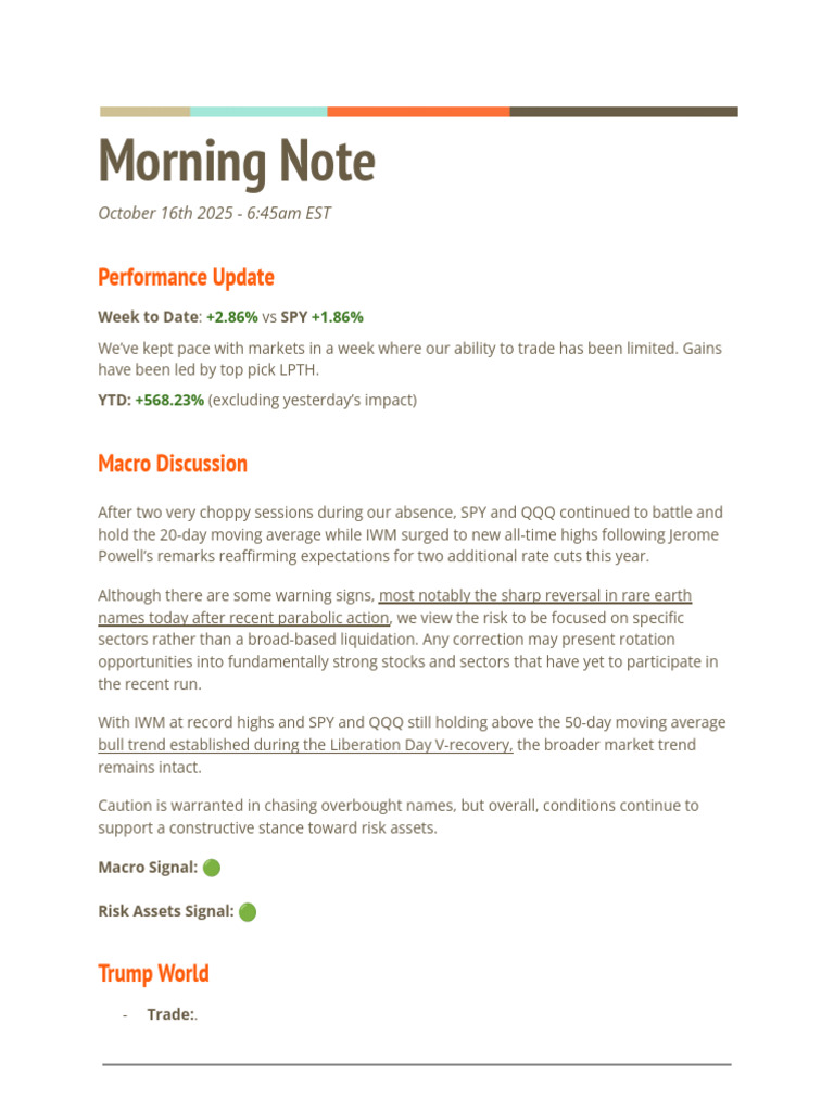 October 16th 2025 Morning Note | PDF | Intel | Artificial Intelligence