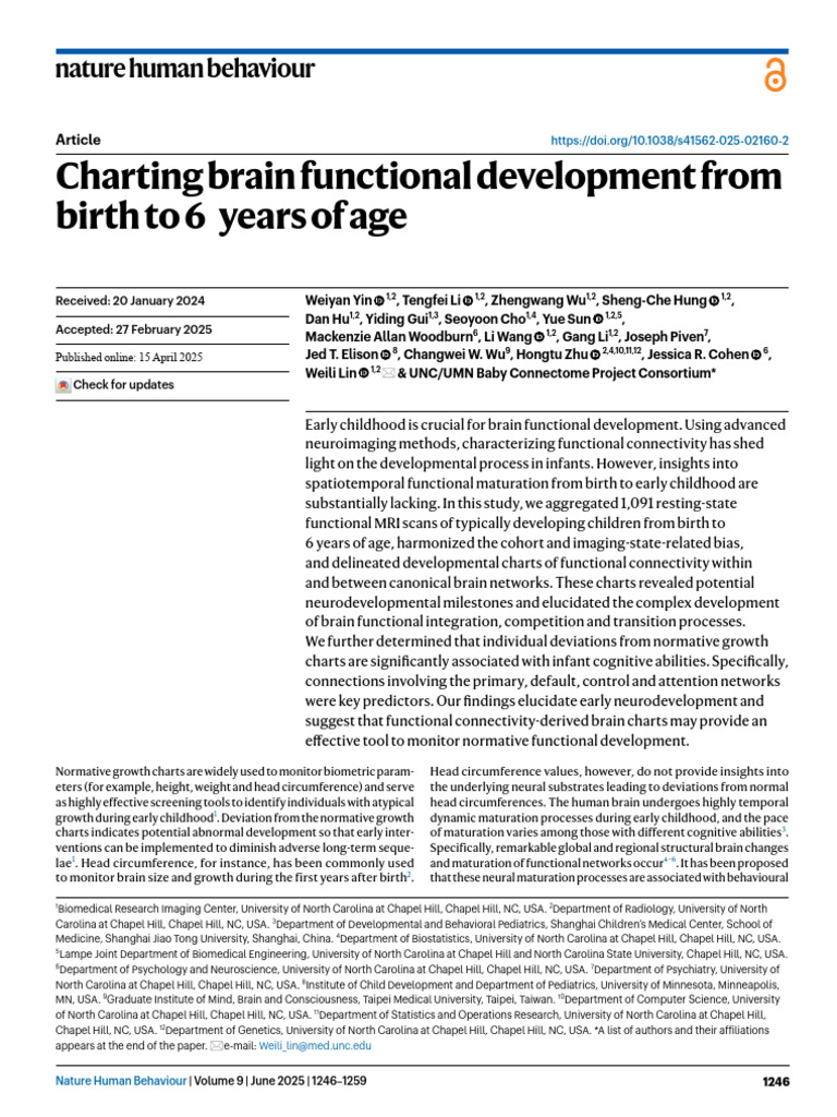 Brain Development from Birth to 6 Years | PDF | Brain | Biology