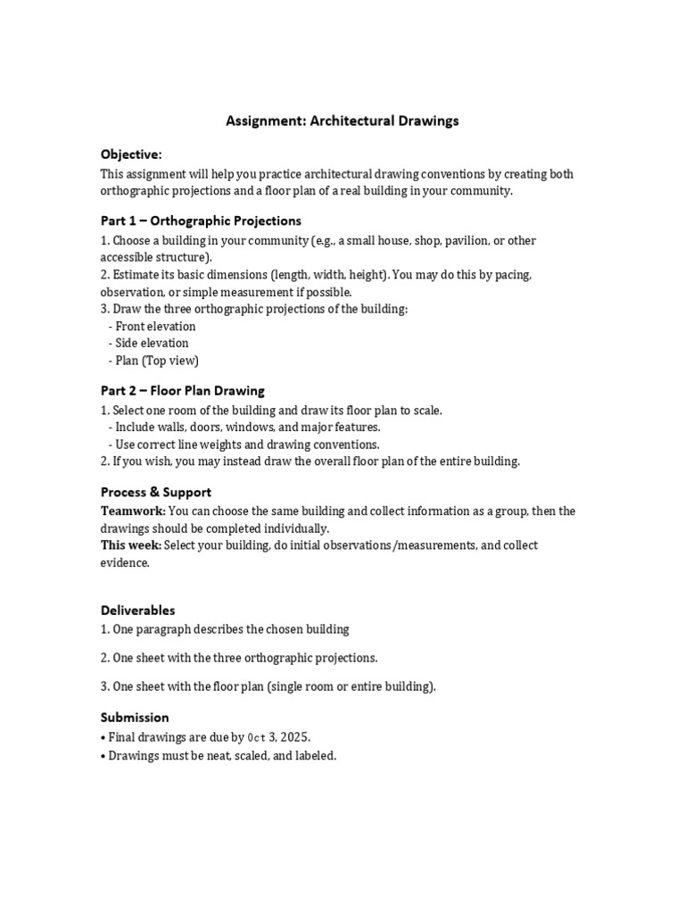 Assignment Orthographic Projections and Floor Plan Update | PDF