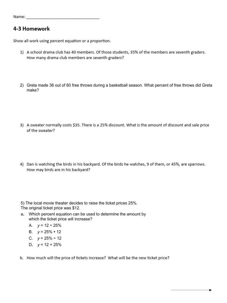Percent Problems and Equations | PDF