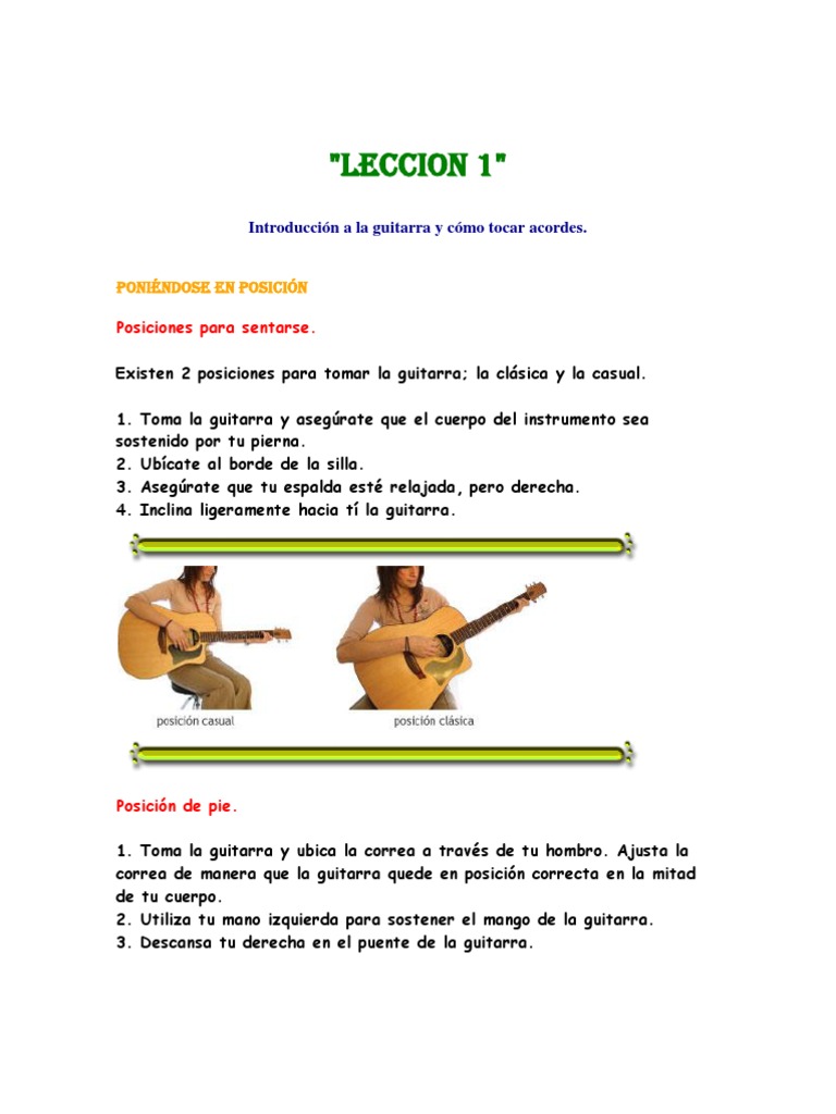 Leccion 1 Guitarra | PDF | Acorde (Música) | Guitarras, image size:768x1024