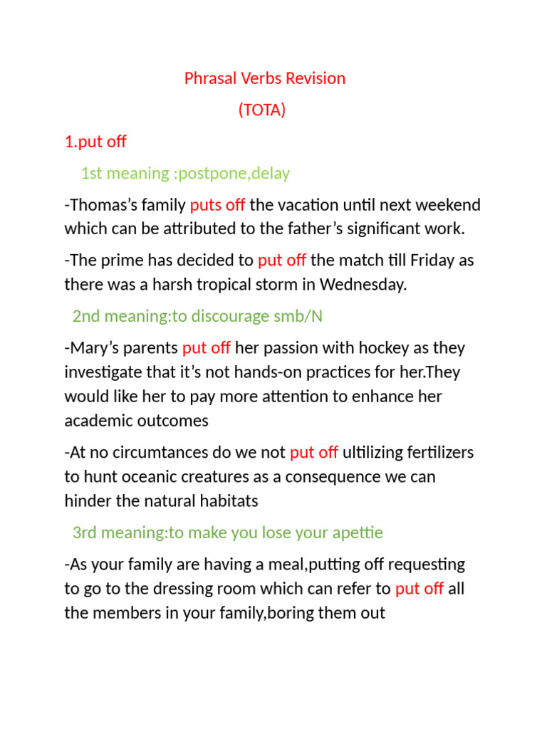 Phrasal Verbs: 