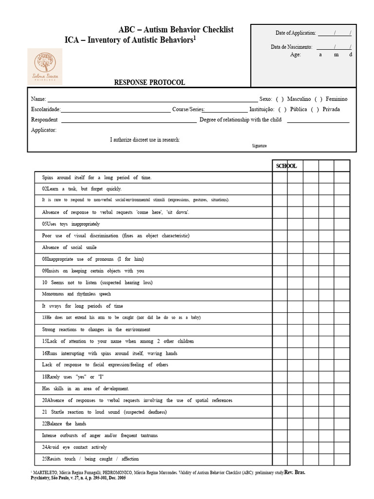 Autism Behavior Checklist Overview | PDF | Autism | Nonverbal Communication