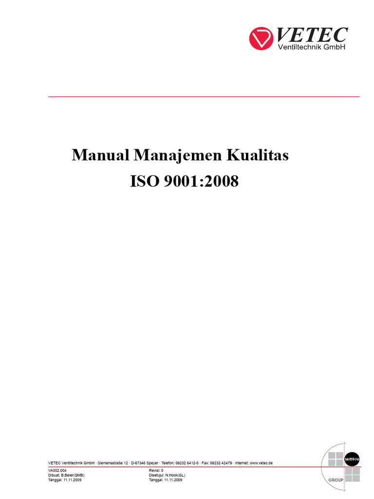 117978409 Contoh Manual Kualitas ISO 9001 | PDF