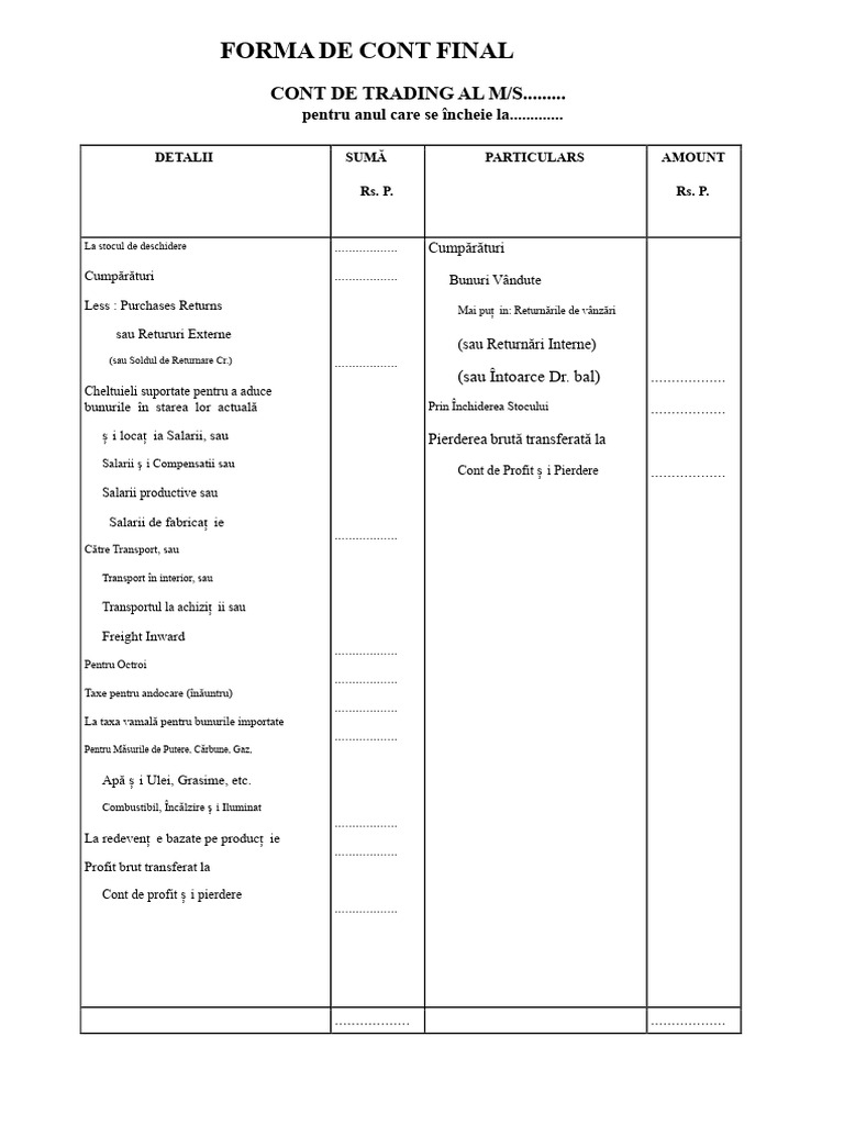 Performanța Contului Final | PDF