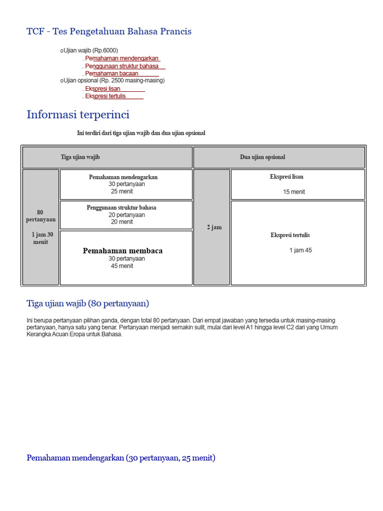 Ujian TCF: Tes Bahasa Prancis Lengkap | PDF