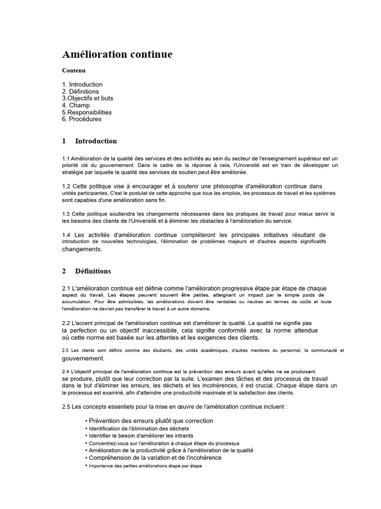 Stratégie d'Amélioration Continue Universitaire | PDF | Management de ...