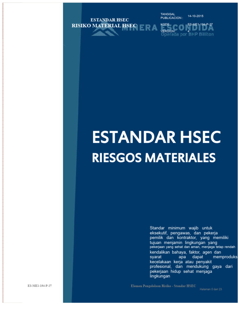 Standar Manajemen Risiko HSEC 2015 | PDF