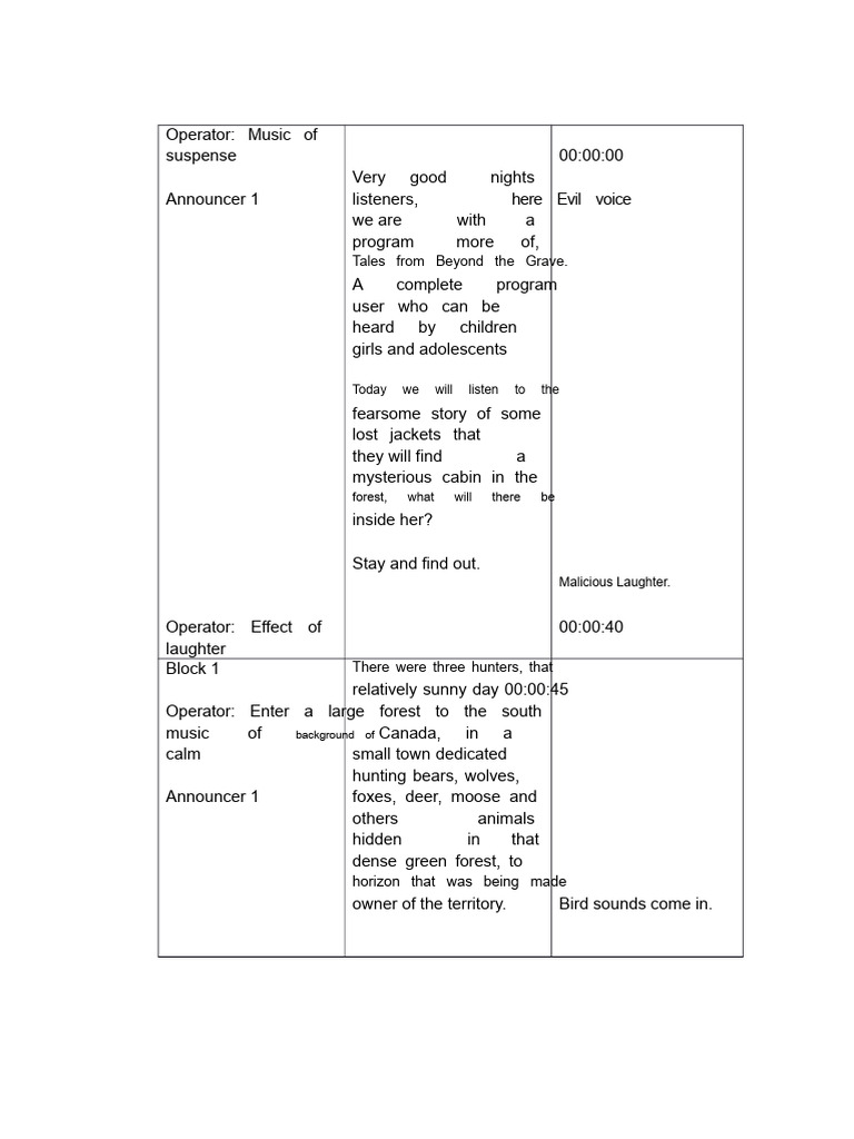 Radio Script (Tales From Beyond The Grave) | PDF | Hunting