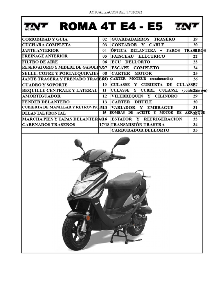 TNT Motor ROMA 10P 4T E4 E5 | PDF | Vehículos terrestres | Vehículos