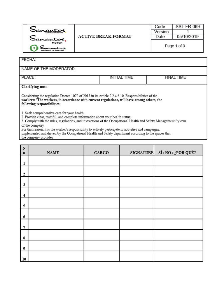 Active Break Format for Workers' Health | PDF