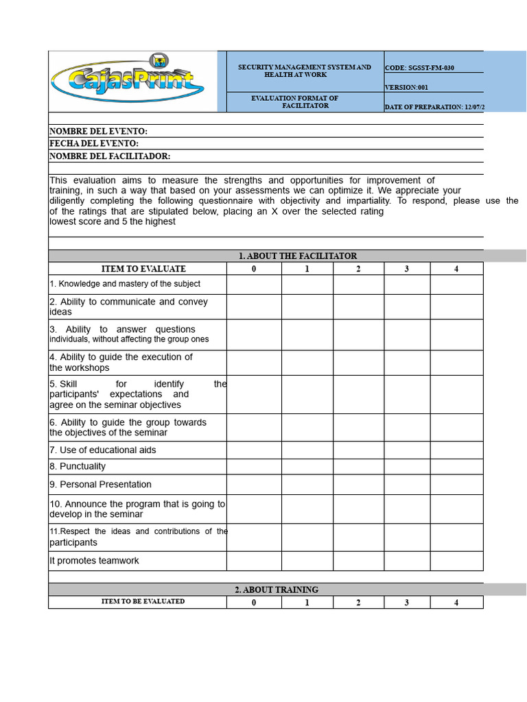 Evaluation of The Facilitator | PDF | Evaluation | Facilitator