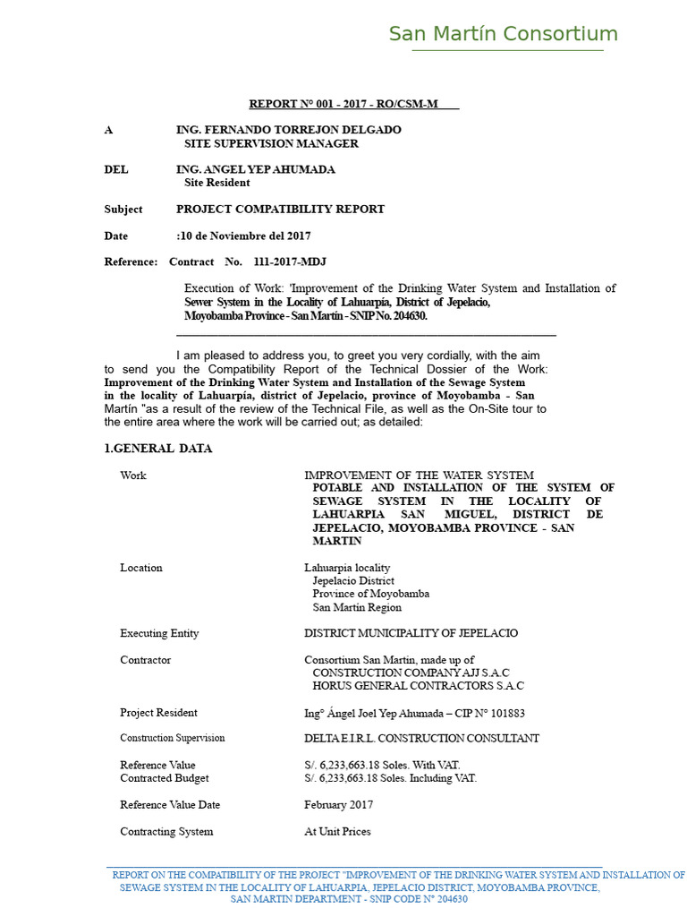 Lahuarpia Compatibility Report OK | PDF | Sewage Treatment | Septic Tank