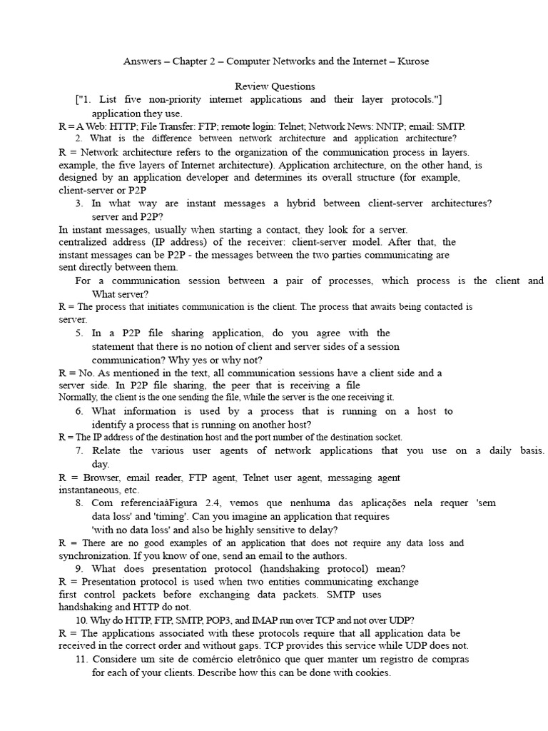 Chapter 2 Review: Computer Networks | PDF | File Transfer Protocol ...