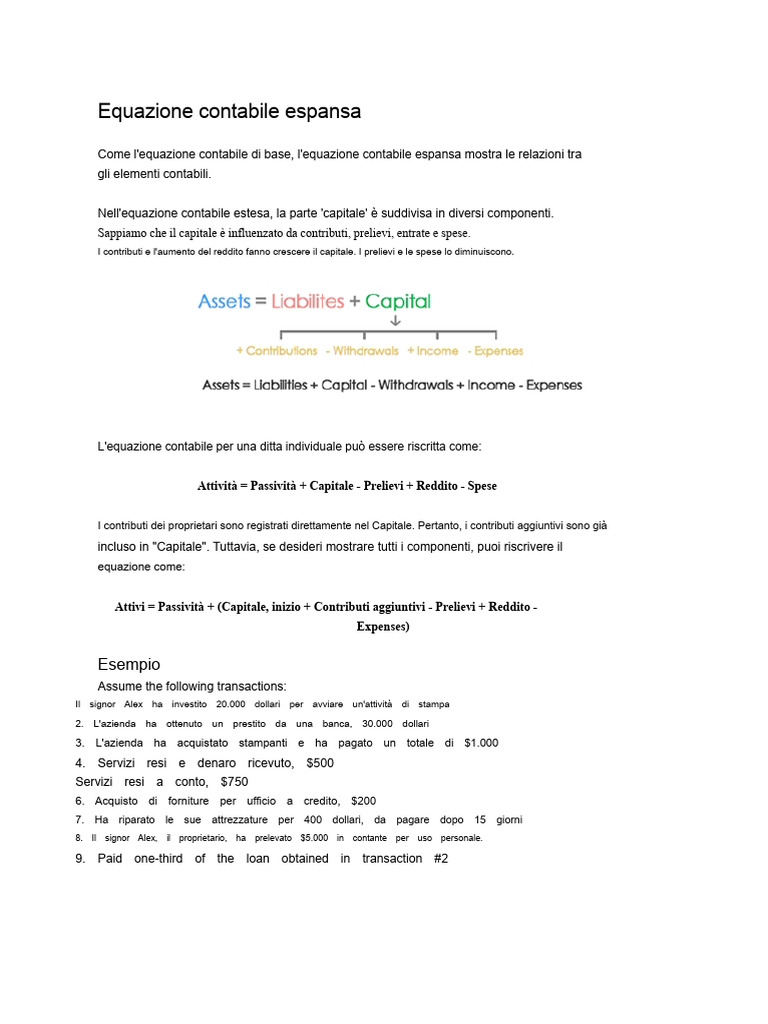 5 Equazione Contabile Espansa | PDF