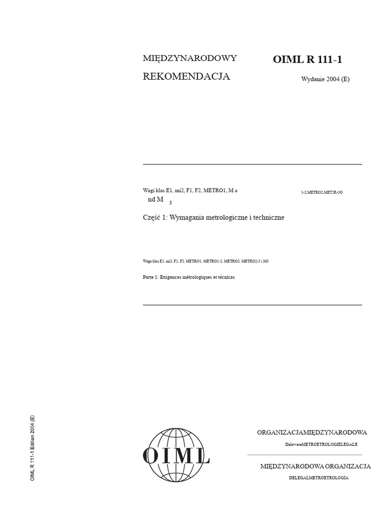 Rekomendacja: OIML R 111-1 | PDF