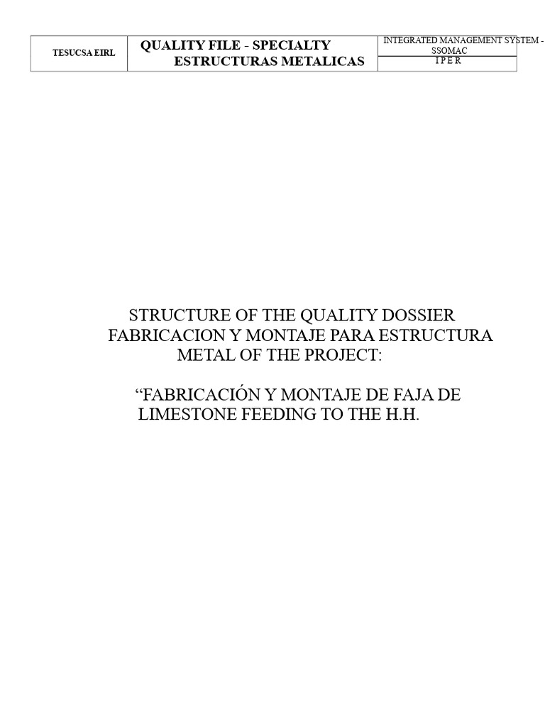 QUALITY DOSSIER | PDF | Welding | Construction