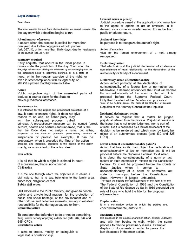 Comprehensive Legal Terminology Guide | PDF | Judgment (Law) | Appeal