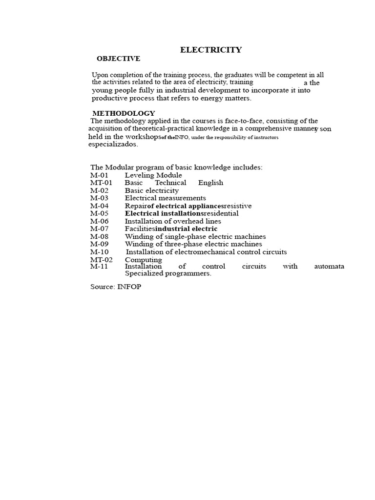 Curricular Load Electricity (INFOP) (1) | PDF