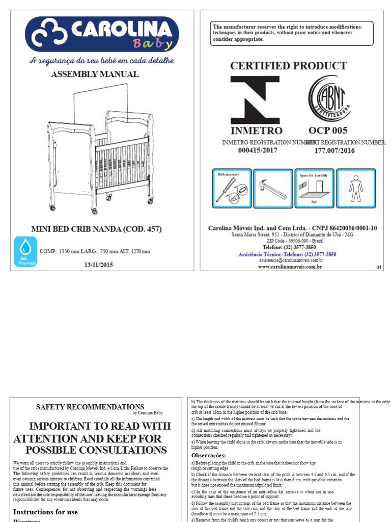 Crib Assembly Manual Carolina Pdf