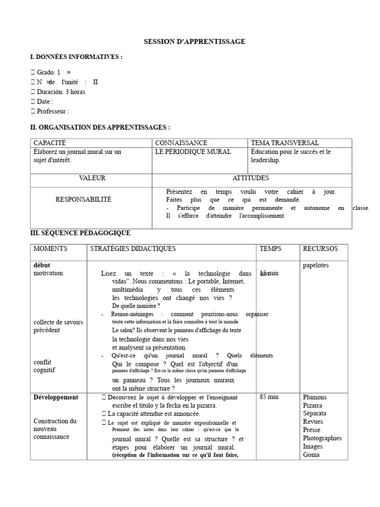 Élaboration d'un Journal Mural en Classe | PDF | Pédagogie | Apprentissage