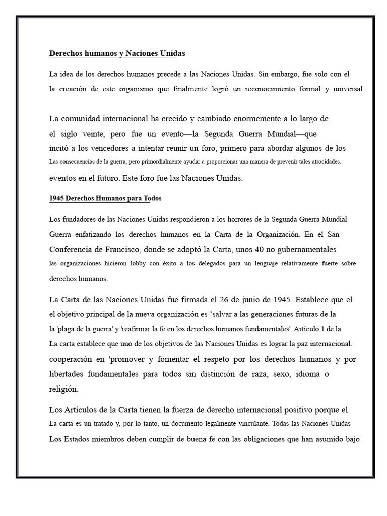 Historia de los Derechos Humanos en la ONU | PDF | Naciones Unidas ...