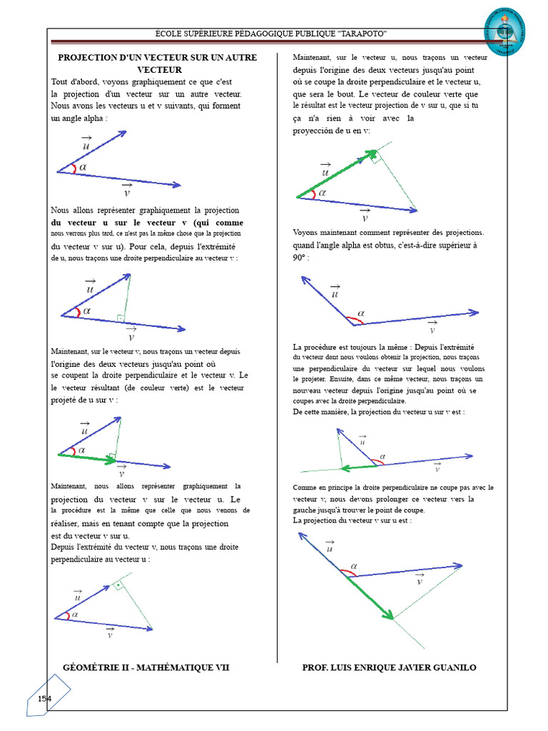 Projection de vecteurs : méthodes et calculs | PDF | Fonction ...