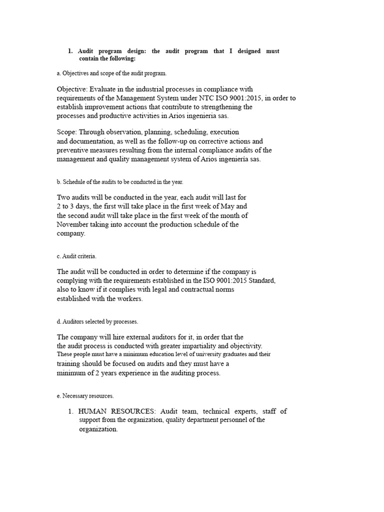 ISO 9001:2015 Audit Program Overview | PDF | Audit | Internal Audit