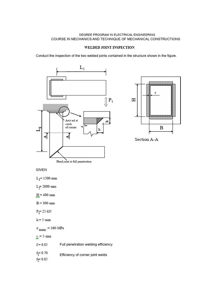 Welded Joint Inspection Analysis | PDF | Bending | Applied And ...