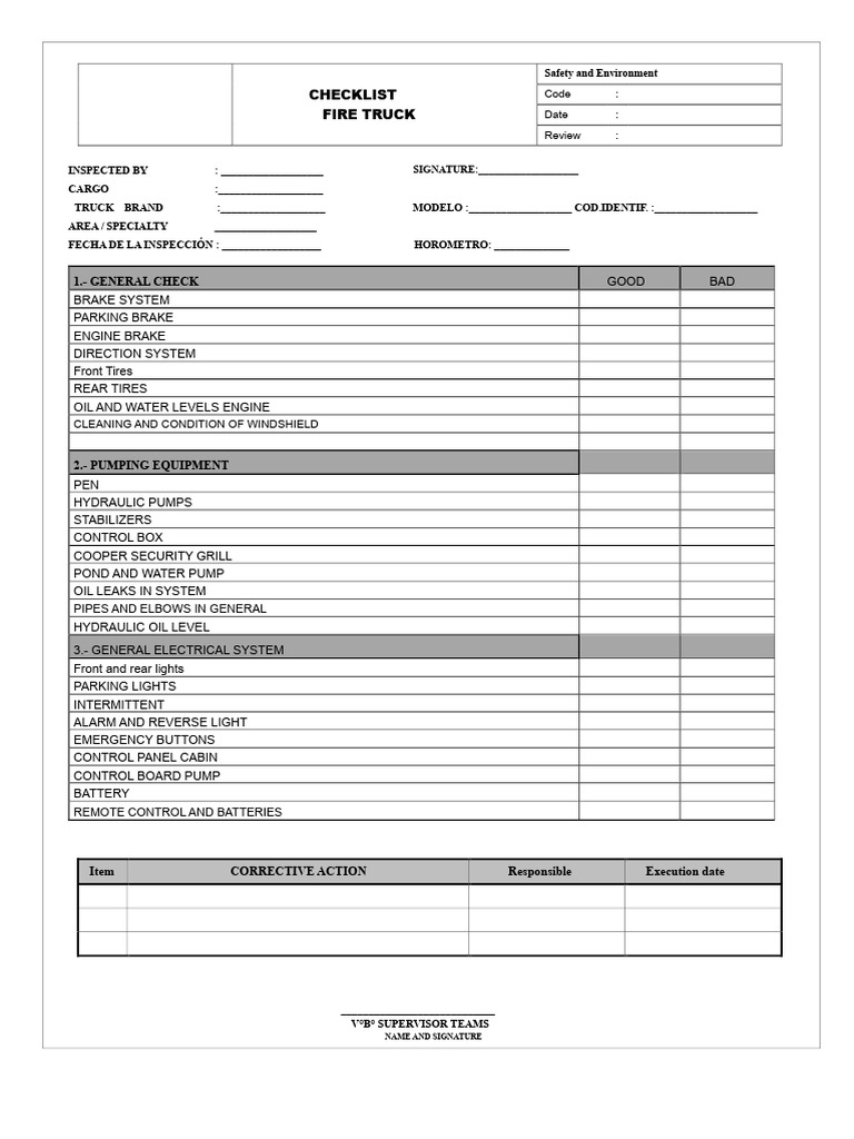 046 - Fire Truck Check List | PDF
