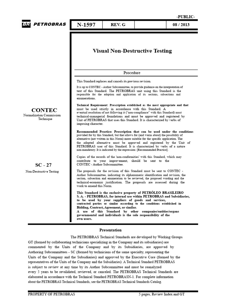 Visual Non-Destructive Testing Standard | PDF | Nondestructive Testing ...