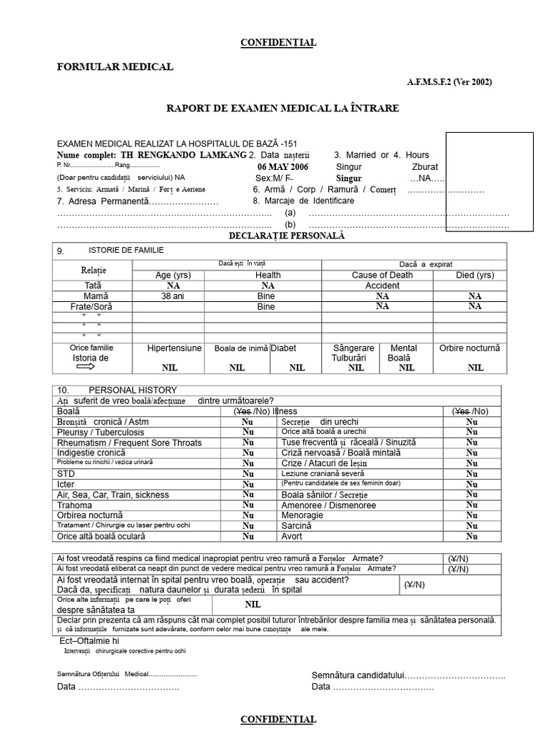 Formular Medical | PDF