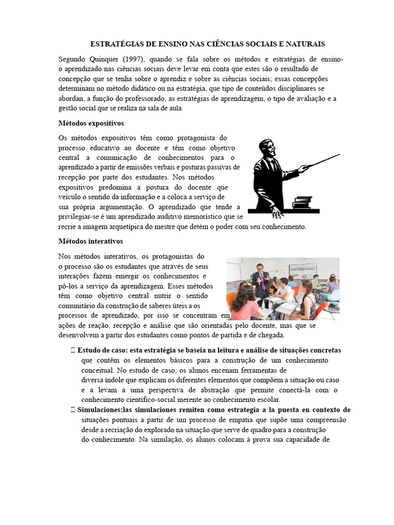 Estratégias de Ensino em Ciências Sociais e Naturais | PDF ...