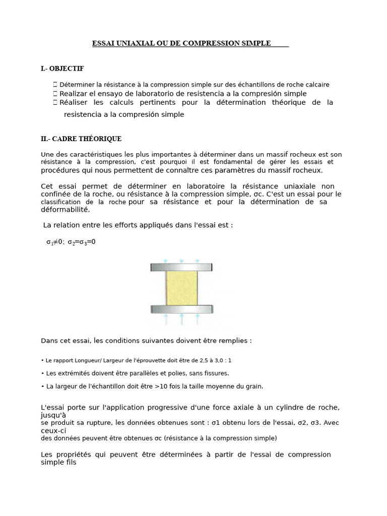 Essai de Compression Simple de Roche | PDF | Mécanique | Science des ...