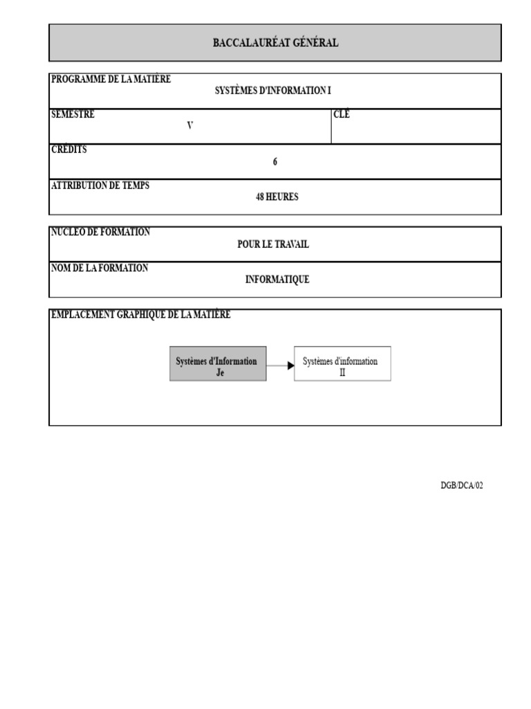 Systèmes d'Information I : Programme et Objectifs | PDF | Informatique ...