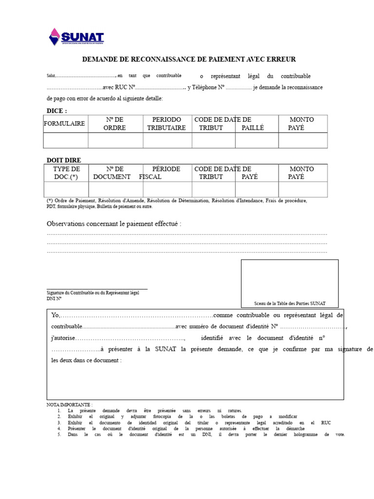 Demande de Reconnaissance de Paiement | PDF | Impôts