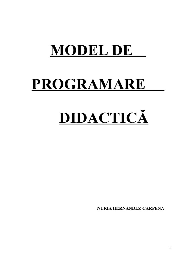 Model de Programare Didactică | PDF