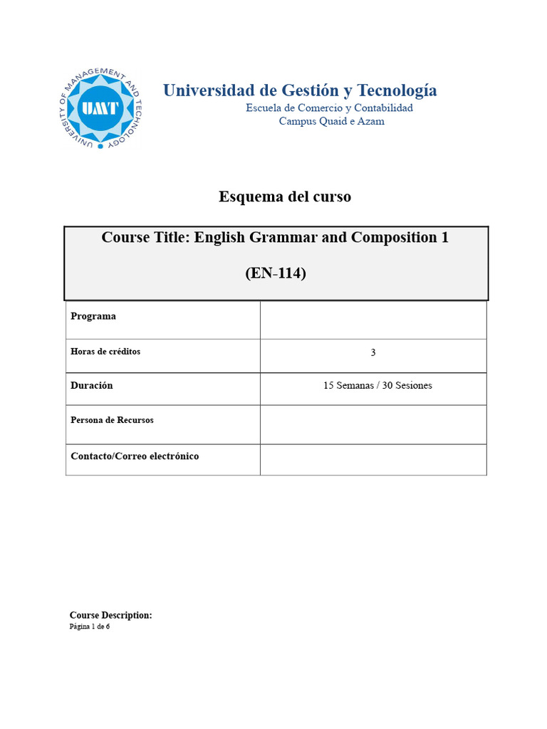 Gramática y Composición en Inglés 1 BS ACT | PDF | Lingüística ...