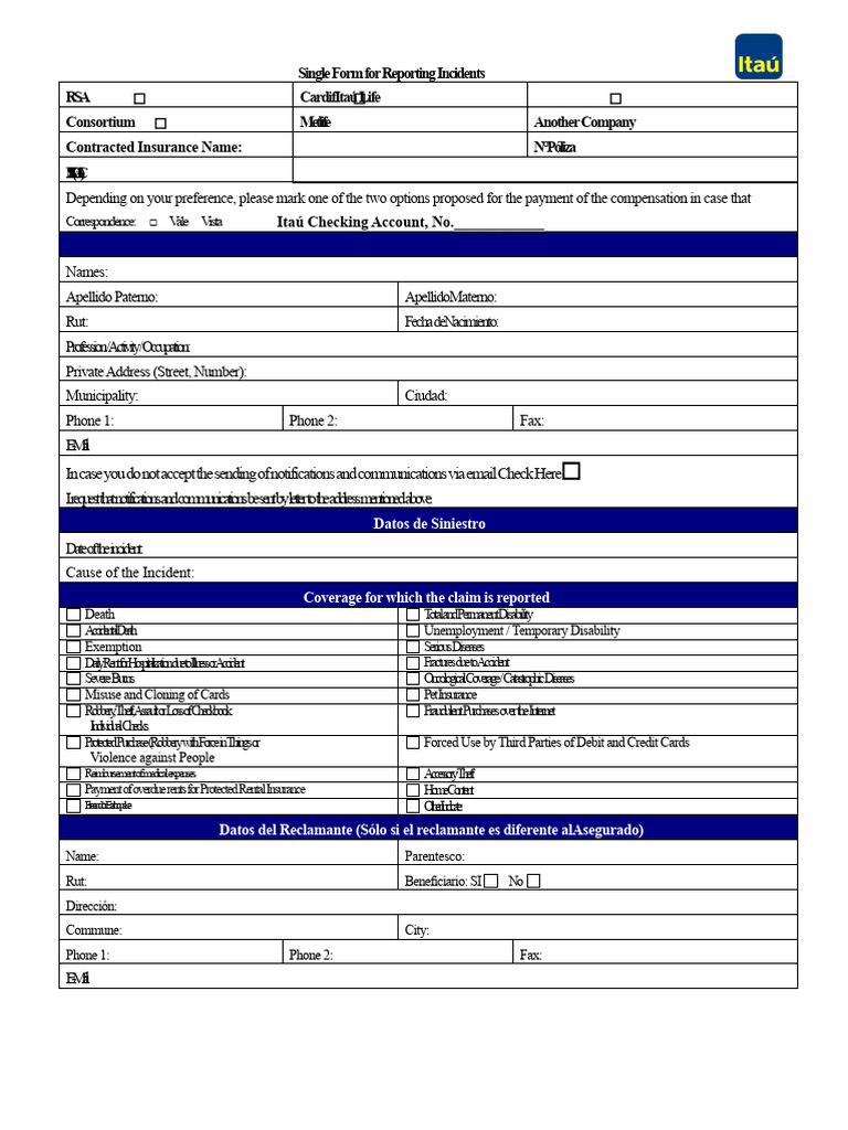 Insurance Claim Reporting Form | PDF | Lease | Insurance