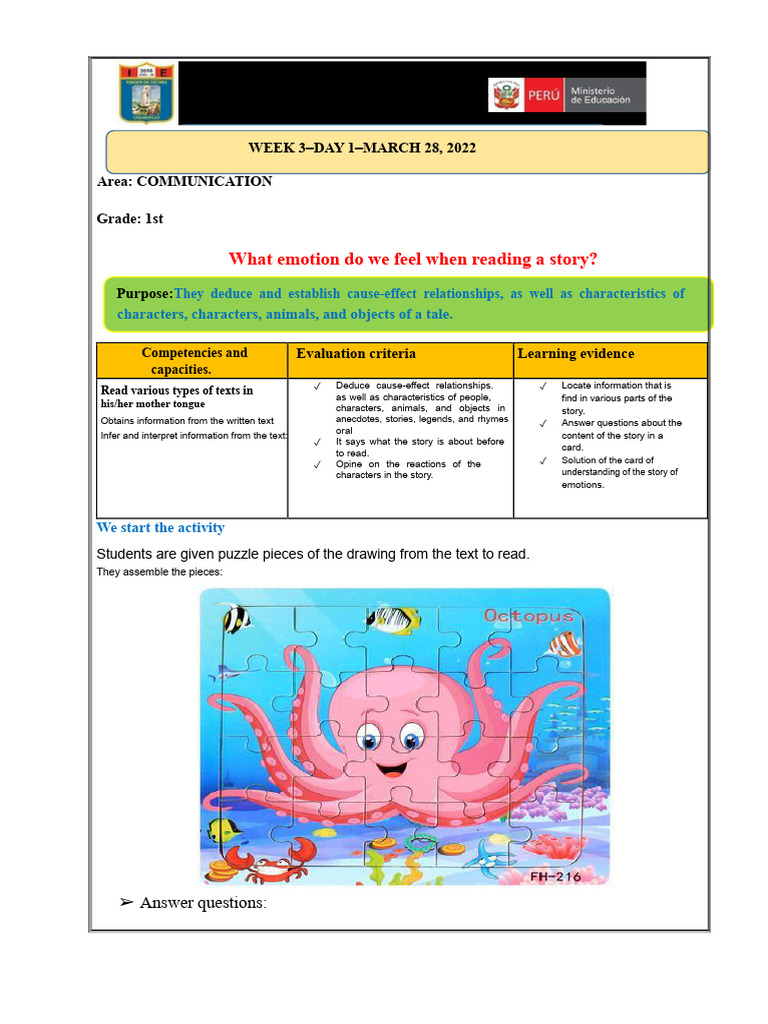 Emotions in Story Reading for Kids | PDF | Communication | Learning