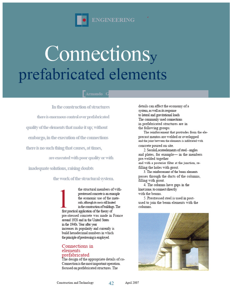 Prefabricated Structure Connections Guide | PDF | Prestressed Concrete ...