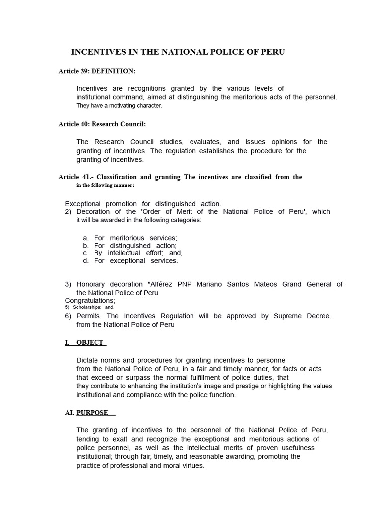 Incentives for Peru's National Police | PDF | Police | Incentive
