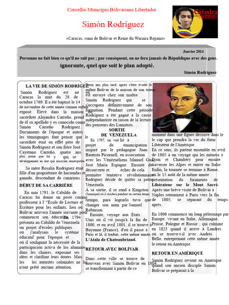 Vie et héritage de Simón Rodríguez | PDF