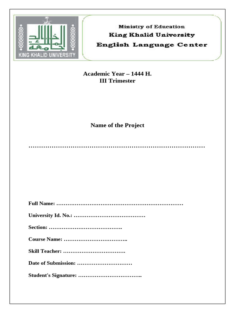 1 Project Front Page Format | PDF