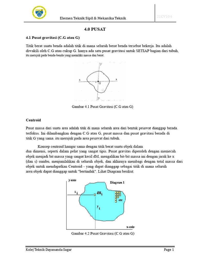 Pusat Gravitasi dan Centroid dalam Teknik Sipil | PDF