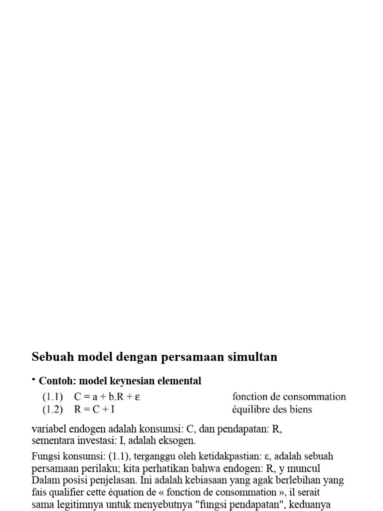 Model Persamaan Simultan dalam Ekonomi | PDF